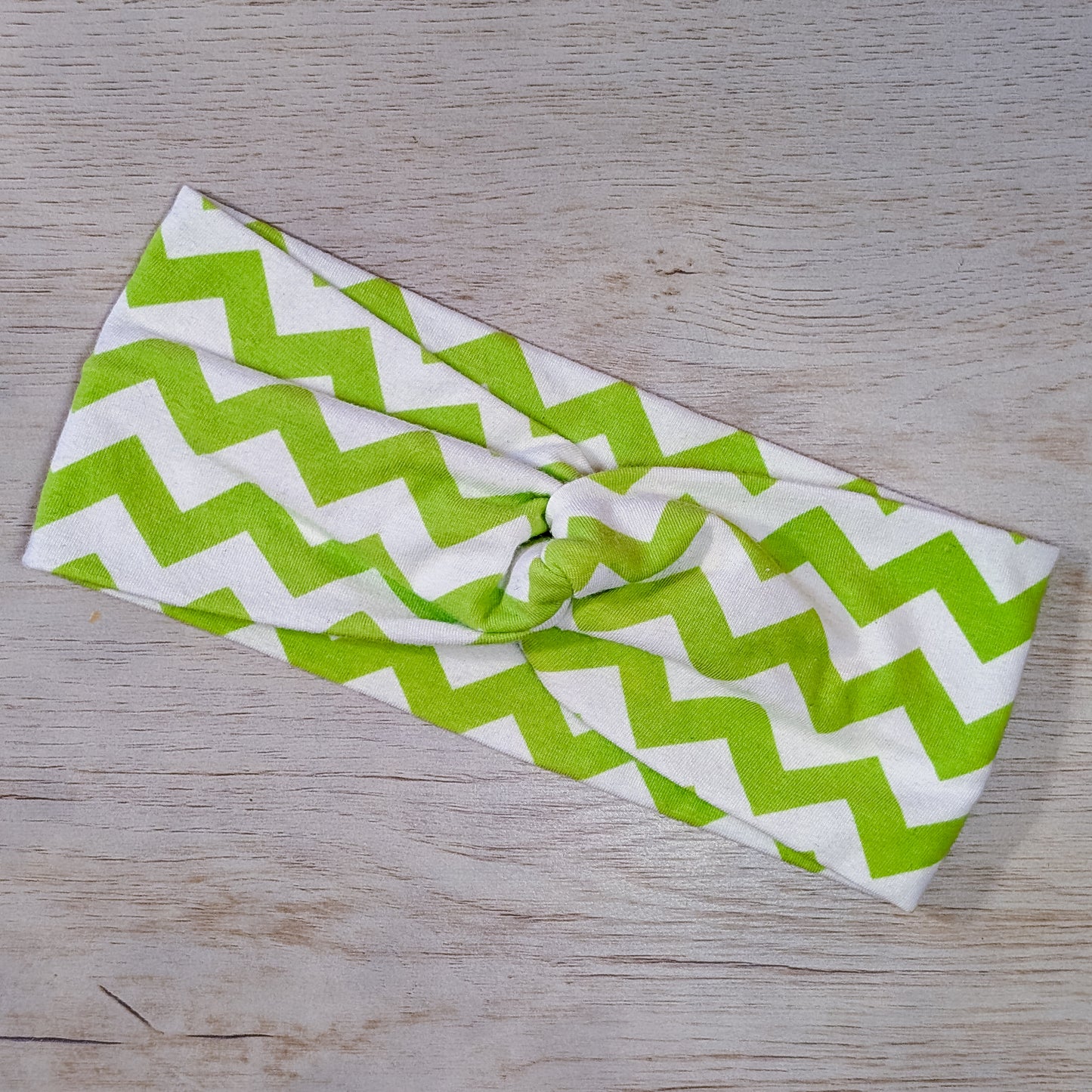 Lime Green and White Chevron Knotem