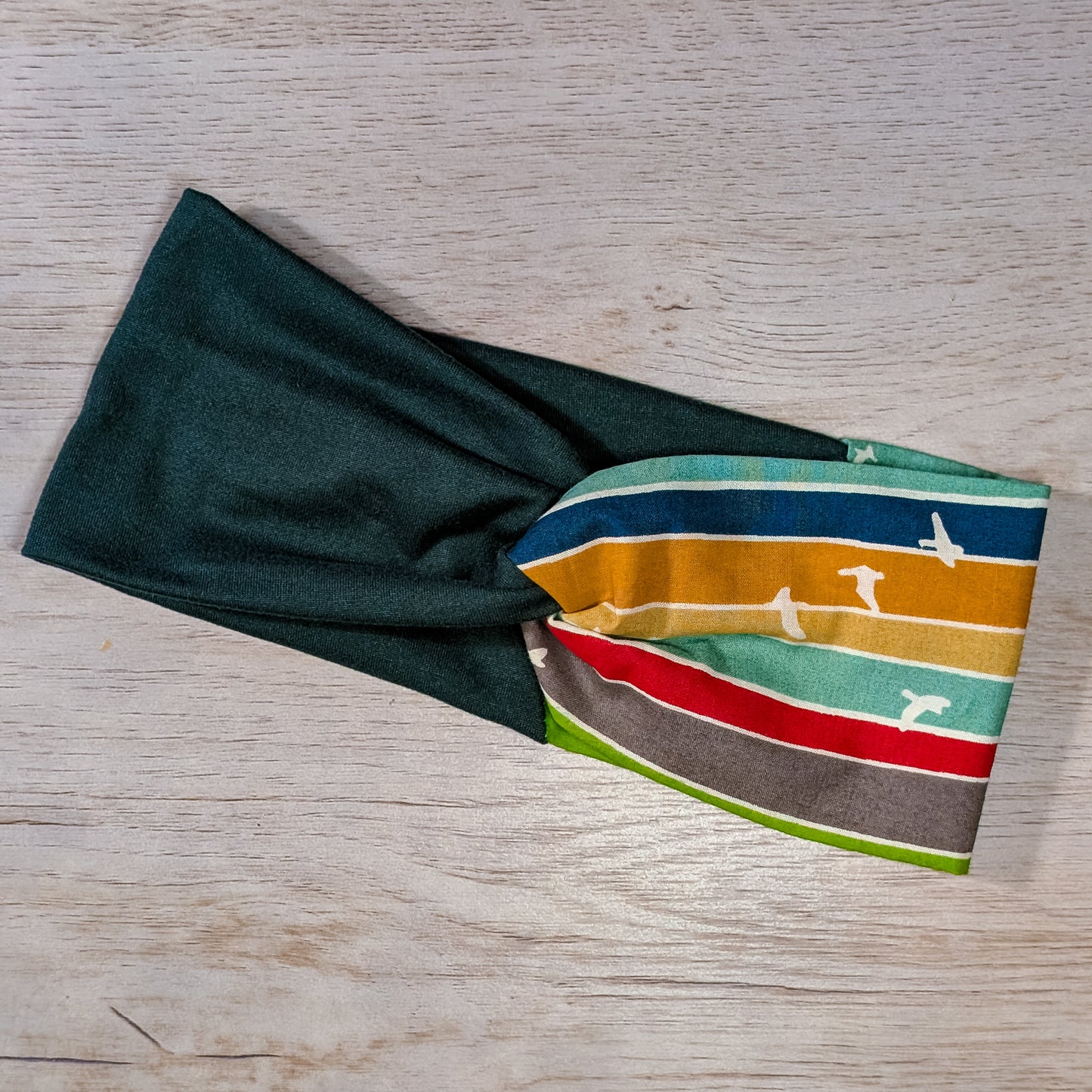 Two Tone Green w/Multi-Color Stripes Knotem