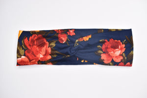 Red Floral on Navy