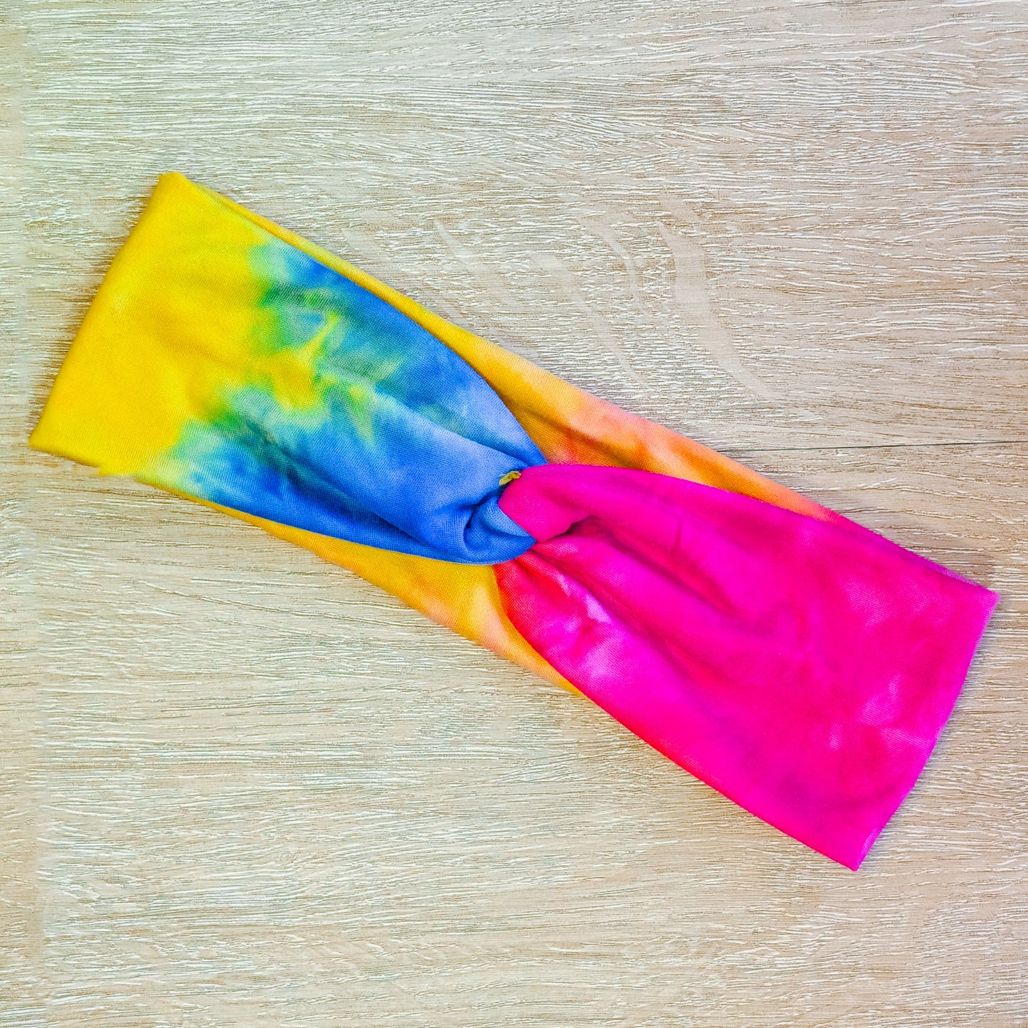 Bright Pink, Yellow and Blue Tie Dye Knotem
