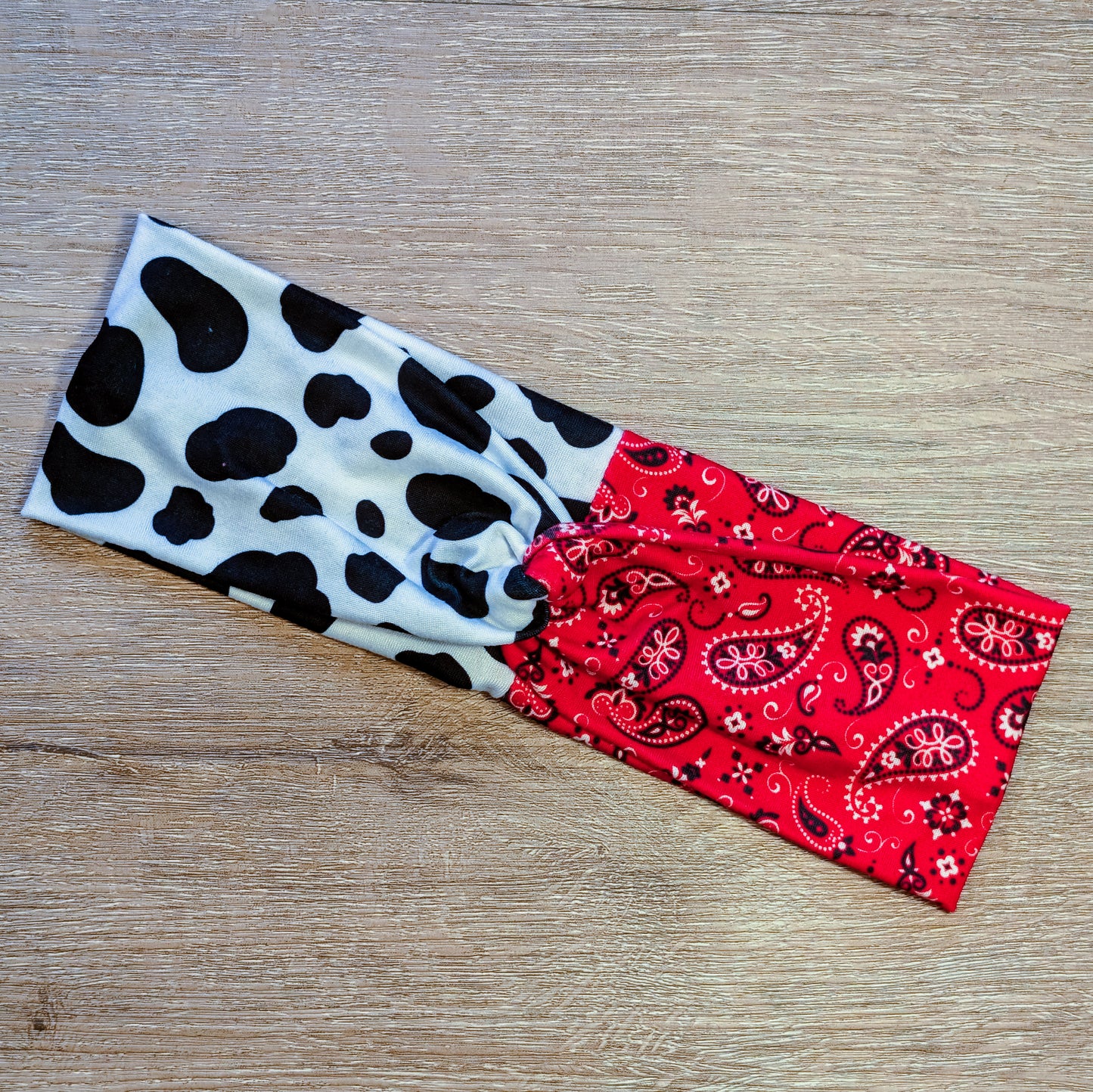 Cow Print with Red Bandana Two Tone Knotem