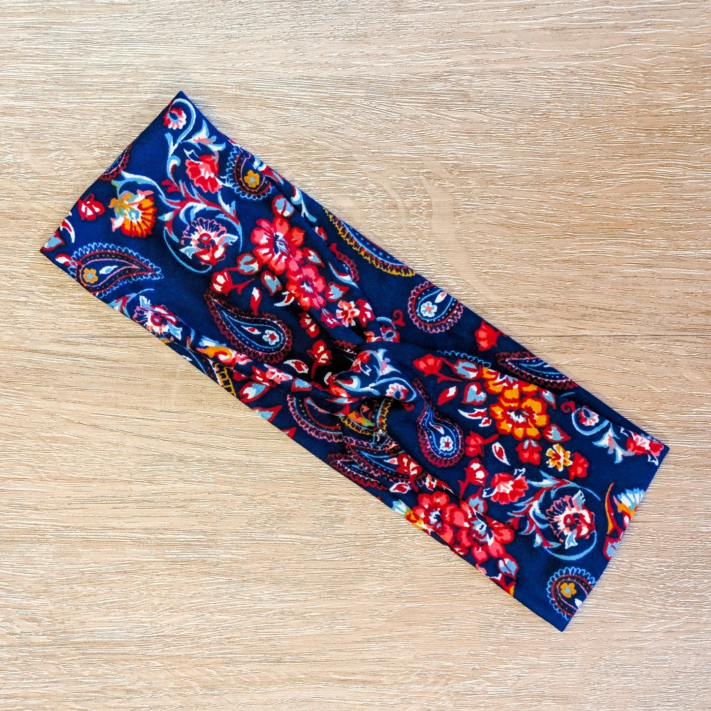 Navy with Fall Flowers and Paisley Knotem