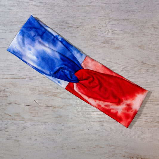 Two Tone Red and Royal Blue Tie Dye Knotems
