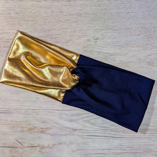 Two Tone Gold Shimmer and Navy Knotem