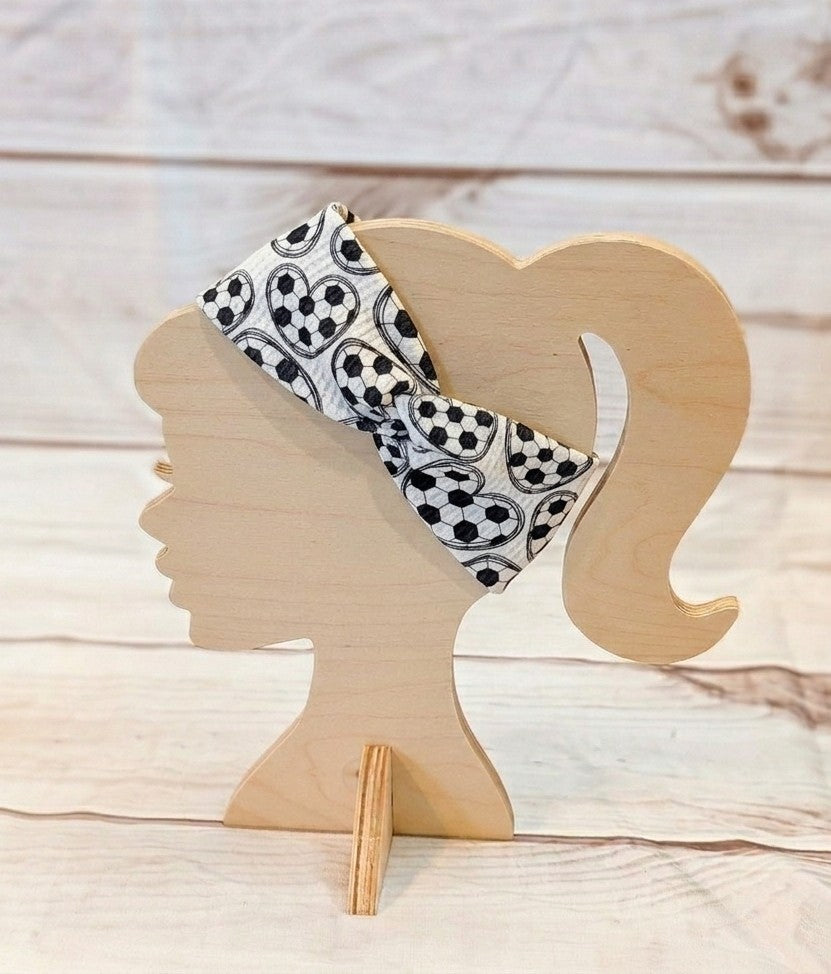 Soccer Hearts Knotems Pre-Tied Headwrap Headbands for Women & Girls